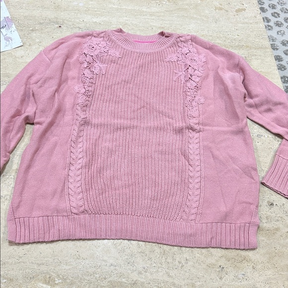 Isaac Mizrahi Live! Pullover Sweater with Lace Detail Creamy Blush NWT small - Picture 2 of 6